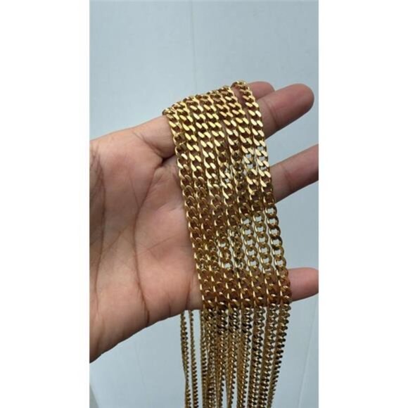 12mm Stainless Steel Gold Plated Mens Cuban Curb Necklace Chain 24 inches - Picture 2 of 4